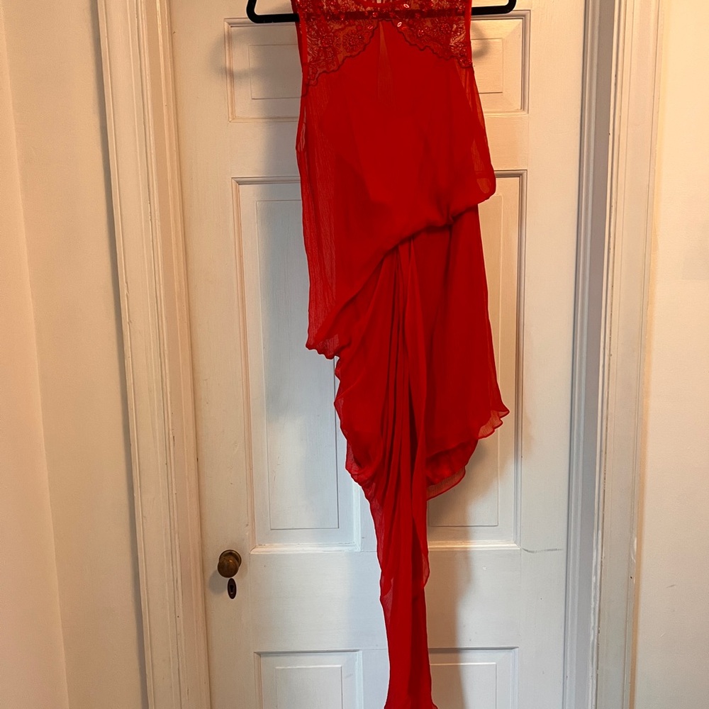 Free People Vibrant Red Sheer Dress